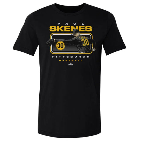 Pittsburgh Pirates Paul Skenes Pittsburgh Headline Men's Cotton T-Shirt Men's Cotton T-Shirt 500 LEVEL Black S Men's Cotton T-Shirt