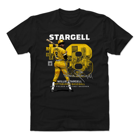 Pittsburgh Pirates Willie Stargell Men's Cotton T-Shirt Men's Cotton T-Shirt 500 LEVEL Black S Men's Cotton T-Shirt