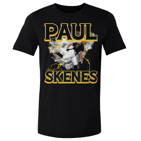 Paul Skenes Pittsburgh Pirates Lightning  | Men's Cotton T-Shirt Men's Cotton T-Shirt 500 LEVEL Black S Men's Cotton T-Shirt