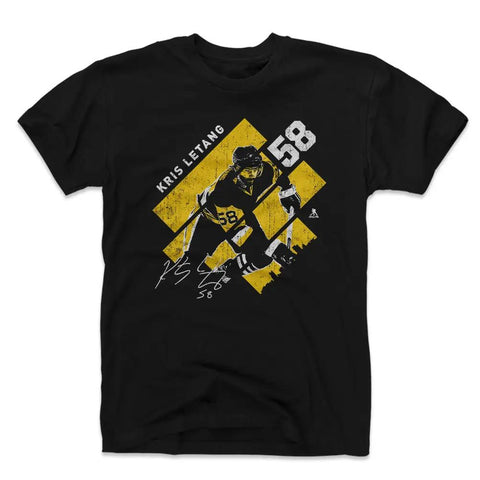 Pittsburgh Penguins Kris Letang Men's Cotton T-Shirt Men's Cotton T-Shirt 500 LEVEL Black S Men's Cotton T-Shirt