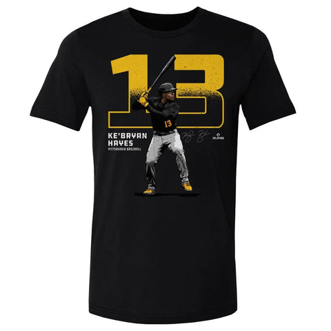 Pittsburgh Pirates Ke'Bryan Hayes Men's Cotton T-Shirt Men's Cotton T-Shirt 500 LEVEL Black S Men's Cotton T-Shirt