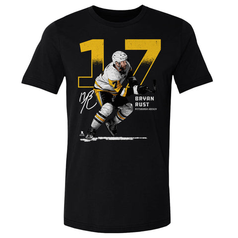 Pittsburgh Penguins Bryan Rust Men's Cotton T-Shirt Men's Cotton T-Shirt 500 LEVEL Black S Men's Cotton T-Shirt