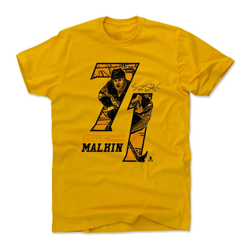 Pittsburgh Penguins Evgeni Malkin Men's Cotton T-Shirt Men's Cotton T-Shirt 500 LEVEL Gold M Men's Cotton T-Shirt