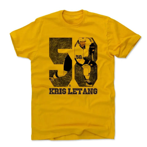 Pittsburgh Penguins Kris Letang Men's Cotton T-Shirt Men's Cotton T-Shirt 500 LEVEL Gold S Men's Cotton T-Shirt