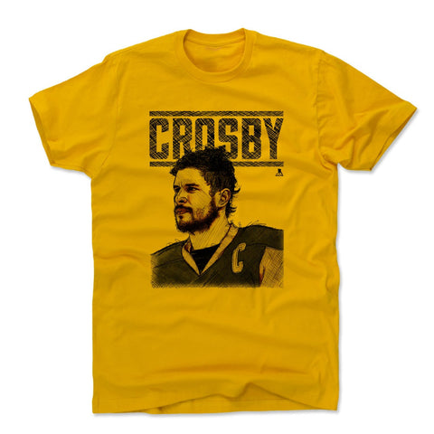 Pittsburgh Penguins Sidney Crosby Men's Cotton T-Shirt Men's Cotton T-Shirt 500 LEVEL Gold S Men's Cotton T-Shirt