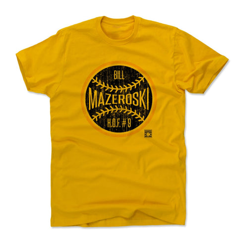 Pittsburgh Pirates Bill Mazeroski Men's Cotton T-Shirt Men's Cotton T-Shirt 500 LEVEL Gold S Men's Cotton T-Shirt