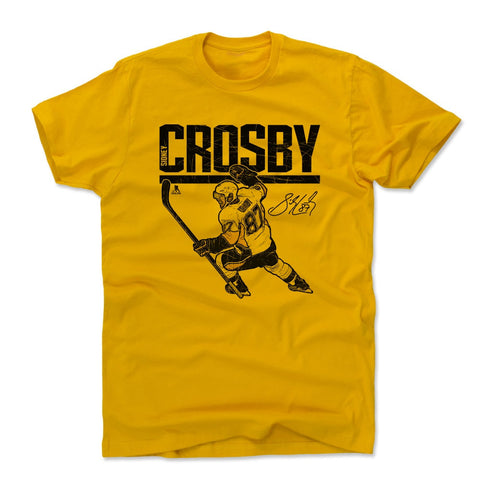 Pittsburgh Penguins Sidney Crosby Men's Cotton T-Shirt Men's Cotton T-Shirt 500 LEVEL Gold S Men's Cotton T-Shirt