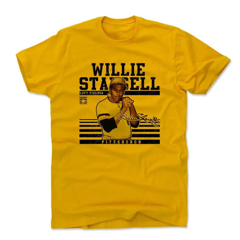 Pittsburgh Pirates Willie Stargell Men's Cotton T-Shirt Men's Cotton T-Shirt 500 LEVEL Gold S Men's Cotton T-Shirt