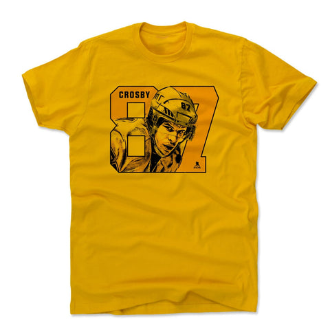 Pittsburgh Penguins Sidney Crosby Men's Cotton T-Shirt Men's Cotton T-Shirt 500 LEVEL Gold S Men's Cotton T-Shirt
