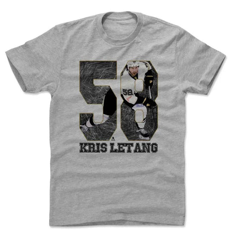 Pittsburgh Penguins Kris Letang Men's Cotton T-Shirt Men's Cotton T-Shirt 500 LEVEL Heather Gray S Men's Cotton T-Shirt