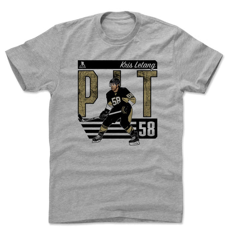 Pittsburgh Penguins Kris Letang Men's Cotton T-Shirt Men's Cotton T-Shirt 500 LEVEL Heather Gray S Men's Cotton T-Shirt