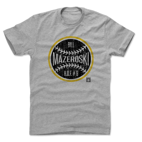 Pittsburgh Pirates Bill Mazeroski Men's Cotton T-Shirt Men's Cotton T-Shirt 500 LEVEL Heather Gray S Men's Cotton T-Shirt