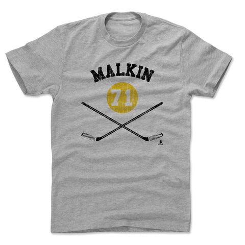 Pittsburgh Penguins Evgeni Malkin Men's Cotton T-Shirt Men's Cotton T-Shirt 500 LEVEL Heather Gray S Men's Cotton T-Shirt