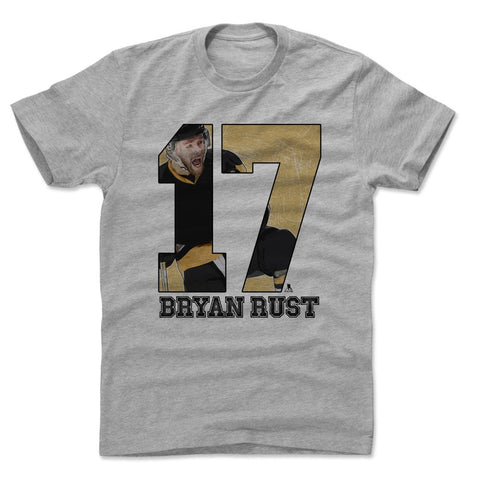 Pittsburgh Penguins Bryan Rust Men's Cotton T-Shirt Men's Cotton T-Shirt 500 LEVEL Heather Gray S Men's Cotton T-Shirt