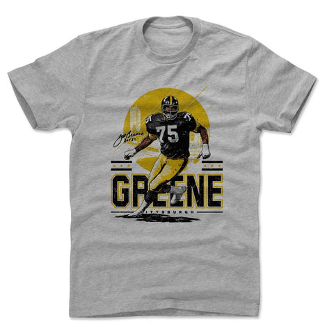 Joe Greene Pittsburgh Skyline Men's Cotton T-Shirt Men's Cotton T-Shirt 500 LEVEL Heather Gray S Men's Cotton T-Shirt