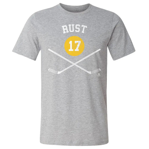 Pittsburgh Penguins Bryan Rust Men's Cotton T-Shirt Men's Cotton T-Shirt 500 LEVEL Heather Gray S Men's Cotton T-Shirt