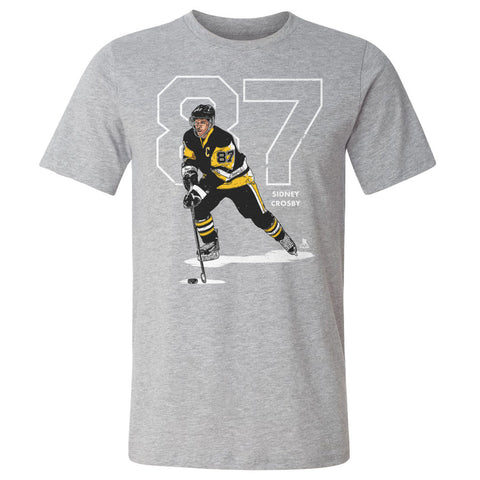 Pittsburgh Penguins Sidney Crosby Men's Cotton T-Shirt Men's Cotton T-Shirt 500 LEVEL Heather Gray S Men's Cotton T-Shirt