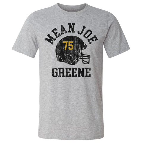 Joe Greene Pittsburgh Helmet Font Men's Cotton T-Shirt Men's Cotton T-Shirt 500 LEVEL Heather Gray S Men's Cotton T-Shirt