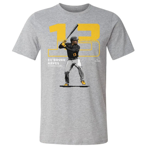 Pittsburgh Pirates Ke'Bryan Hayes Men's Cotton T-Shirt Men's Cotton T-Shirt 500 LEVEL Heather Gray S Men's Cotton T-Shirt