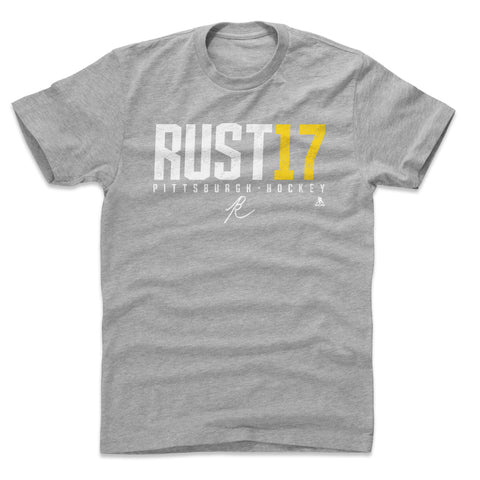 Pittsburgh Penguins Bryan Rust Men's Cotton T-Shirt Men's Cotton T-Shirt 500 LEVEL Heather Gray S Men's Cotton T-Shirt