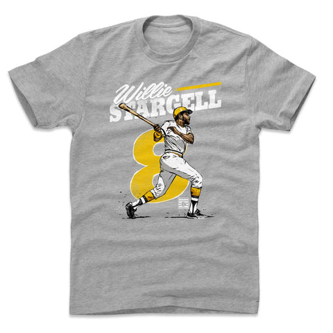 Pittsburgh Pirates Willie Stargell Men's Cotton T-Shirt Men's Cotton T-Shirt 500 LEVEL Heather Gray S Men's Cotton T-Shirt