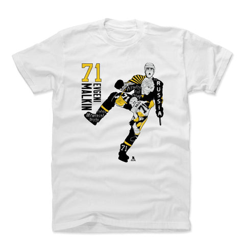 Pittsburgh Penguins Evgeni Malkin Men's Cotton T-Shirt Men's Cotton T-Shirt 500 LEVEL White S Men's Cotton T-Shirt