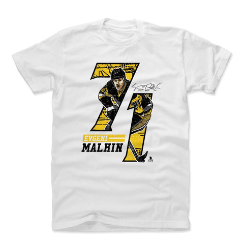 Pittsburgh Penguins Evgeni Malkin Men's Cotton T-Shirt Men's Cotton T-Shirt 500 LEVEL White S Men's Cotton T-Shirt