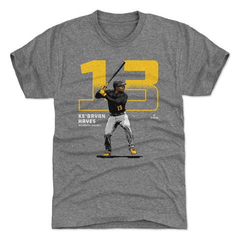 Pittsburgh Pirates Ke'Bryan Hayes Men's Premium T-Shirt Men's Premium T-Shirt 500 LEVEL Tri Gray S Men's Premium T-Shirt