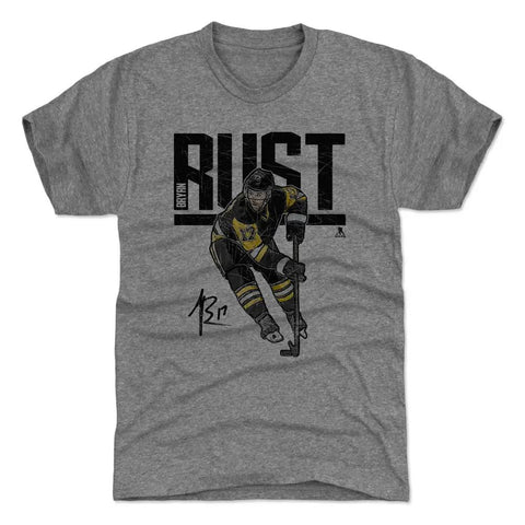 Pittsburgh Penguins Bryan Rust Men's Premium T-Shirt Men's Premium T-Shirt 500 LEVEL Tri Gray S Men's Premium T-Shirt