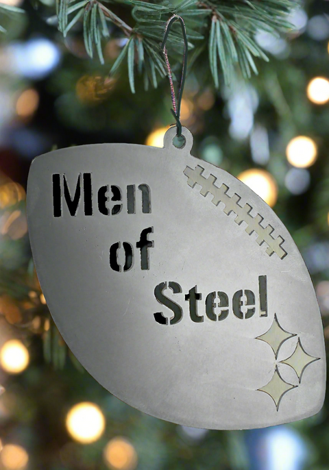 Men of Steel Football Christmas Ornament  YinzerShop   