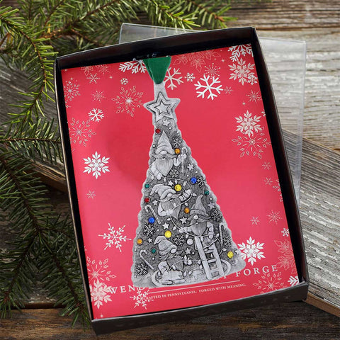Merry Gnome Helper Ornament – Handcrafted Aluminum Holiday Ornament for Christmas Tree Decor