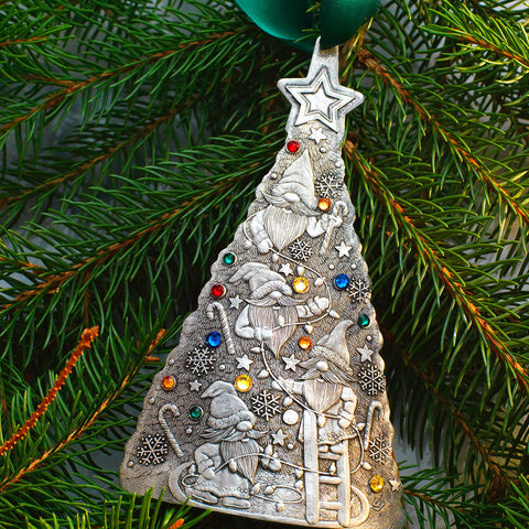 Merry Gnome Helper Ornament – Handcrafted Aluminum Holiday Ornament for Christmas Tree Decor