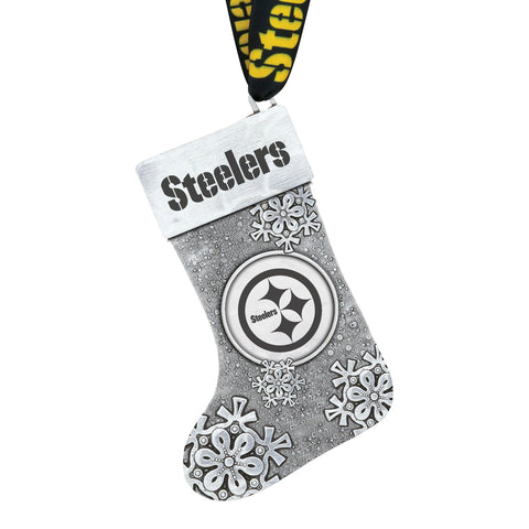 Steelers Stocking Ornament - Pittsburgh Steelers Snowflake Design NFL Christmas Decor