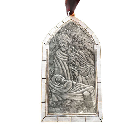 Wendell August Forge Nativity Cathedral Ornament – Handcrafted Stained Glass Christmas Decoration