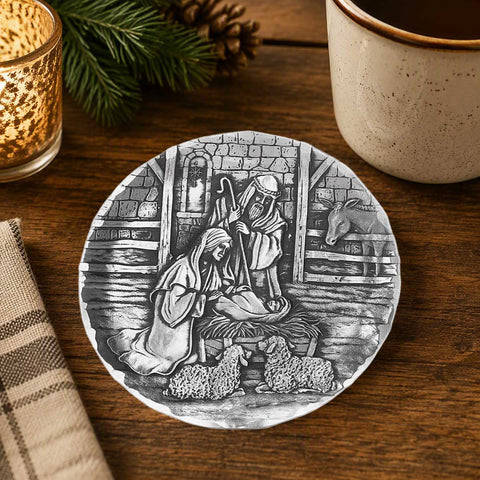 Nativity Scene Coaster | Handcrafted Christmas Table Accessory by Wendell August Forge