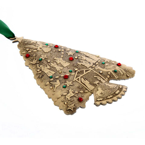 O Holy Night Ornament – Handcrafted Bronze Christmas Tree with Austrian Crystals