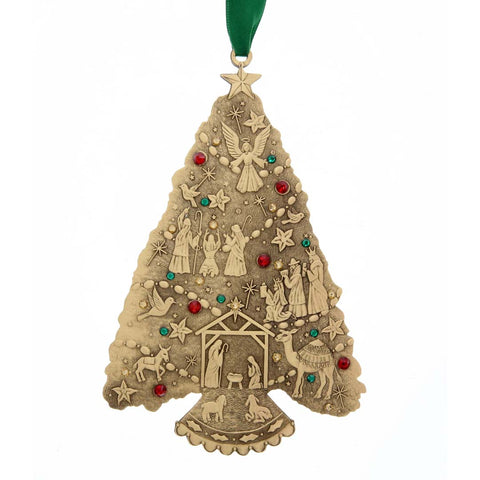 O Holy Night Ornament – Handcrafted Bronze Christmas Tree with Austrian Crystals