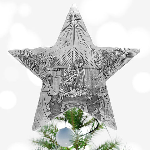 Holy Family Tree Topper | Hand Hammered Aluminum Christmas Star Ornament