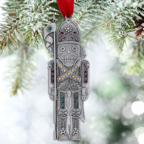 Nutcracker Knight Ornament – Handcrafted Christmas Décor with Austrian Crystal Sparkle