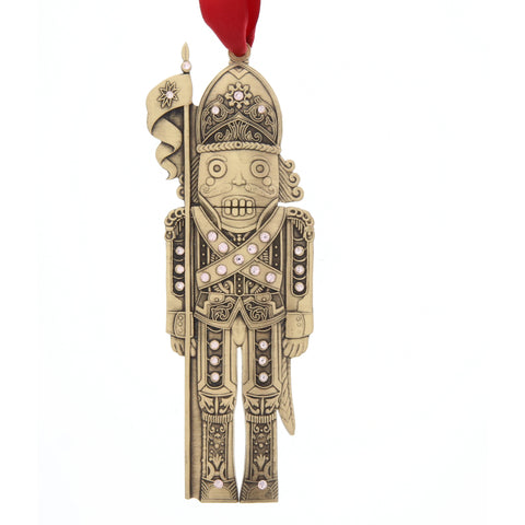 Nutcracker Knight Ornament – Handcrafted Bronze Austrian Crystal Holiday Décor