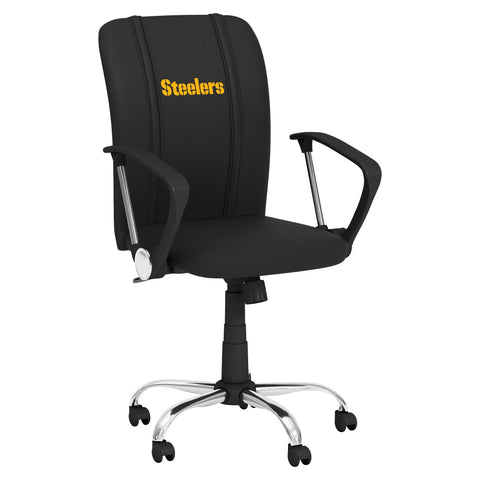 Curve Task Chair with  Pittsburgh Steelers Secondary Logo NFL Furniture Zipchair   