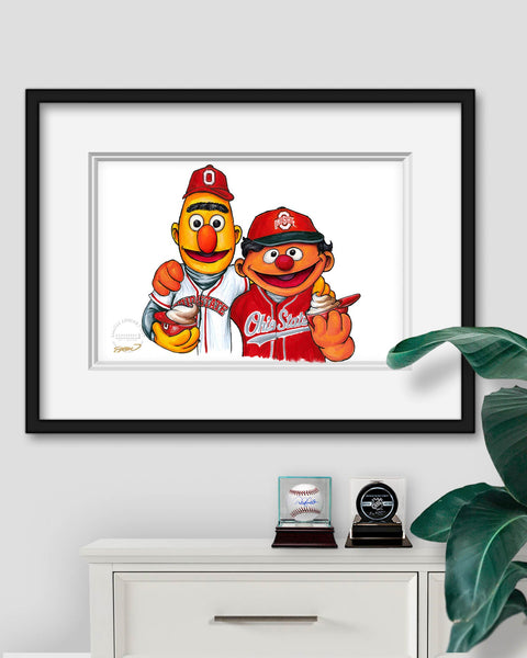 Bert and Ernie x Ohio State Limited Edition Art Print