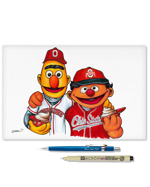 Bert and Ernie x Ohio State Limited Edition Art Print