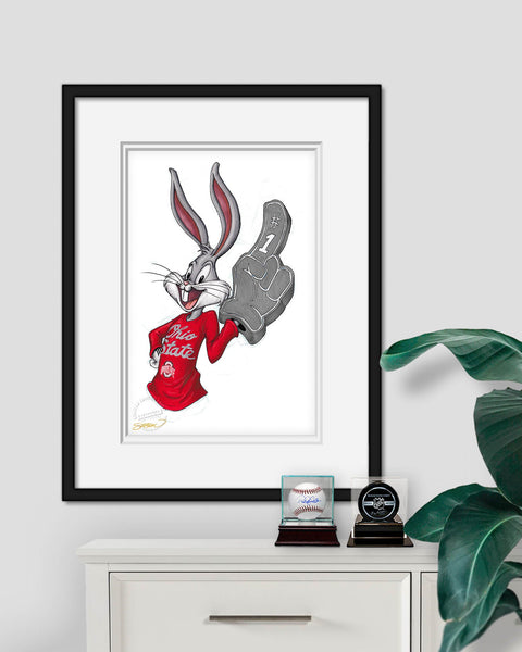 Rabbit Hockey Fan x Ohio State Bugs Bunny Limited Edition Art Print