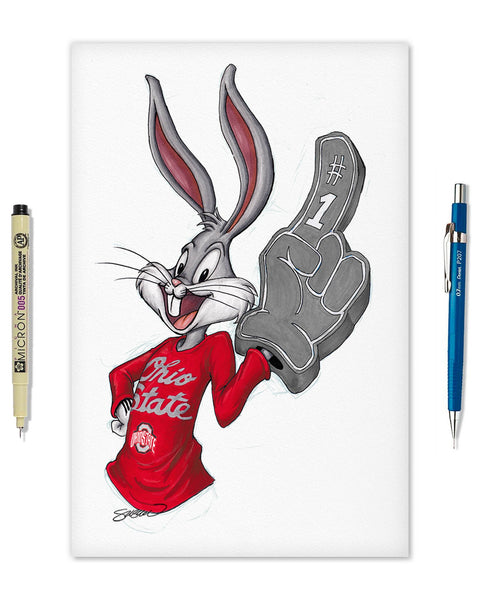 Rabbit Hockey Fan x Ohio State Bugs Bunny Limited Edition Art Print