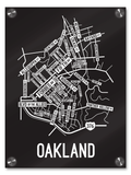 Oakland, Pittsburgh Street Map College Map Prints School Street Posters Black Background / White Map 18" x 22" Acrylic Print