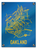 Oakland, Pittsburgh Street Map College Map Prints School Street Posters Blue Background / Yellow Map 18" x 22" Acrylic Print