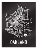 Oakland, Pittsburgh Street Map College Map Prints School Street Posters Black Background / White Map 18" x 22" Metal Print