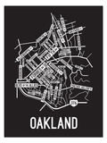 Oakland, Pittsburgh Street Map College Map Prints School Street Posters Black Background / White Map 11" x 14" Poster