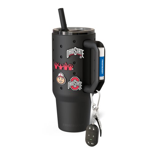 Ohio State Buckeyes Can Cooler Sleeve – Insulated Drink Holder with Budz Snap Charms